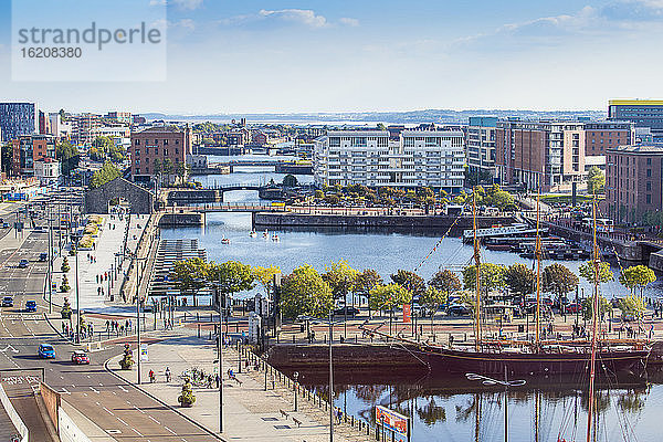 Ansicht der Albert Docks  Liverpool  Merseyside  England  Vereinigtes Königreich  Europa