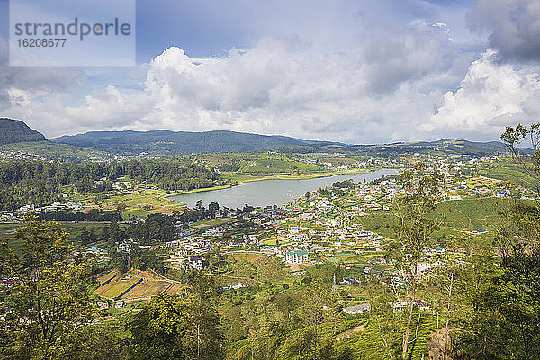 Blick auf Gregory Lake  Nuwara Eliya  Zentralprovinz  Sri Lanka  Asien