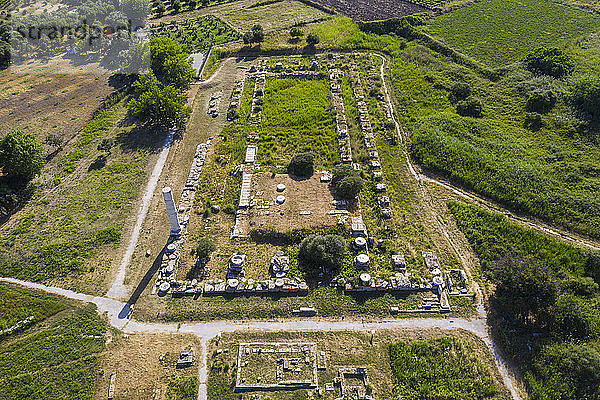 Griechenland  Samos  Luftaufnahme der Ruinen des Heraion von Samos im Sommer