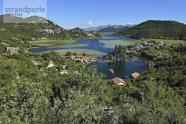 Montenegro  Blick auf das Dorf Karuc am Skadar See