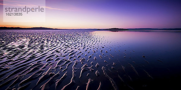 UK  Schottland  Gekräuselter Sand bei Ebbe und Sonnenuntergang