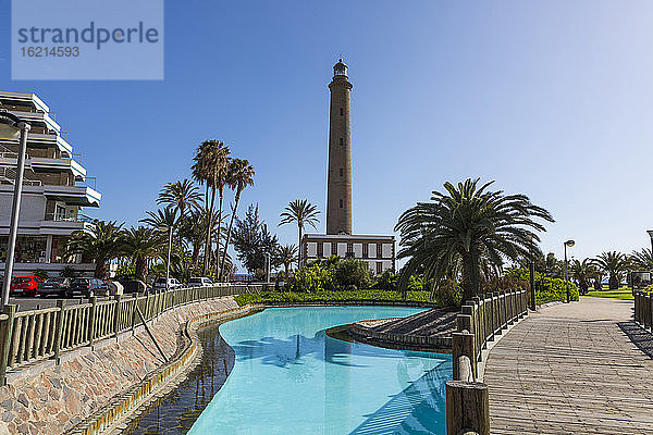 Spanien  Blick auf den Leuchtturm von Maspalomas