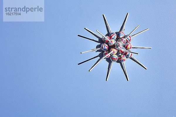 Lollipops in Form einer Coronavirus-Zelle angeordnet
