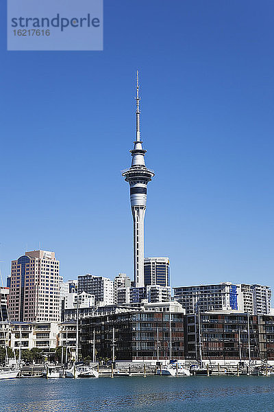 Neuseeland  Blick auf Sky Tower und Viaduct Harbour