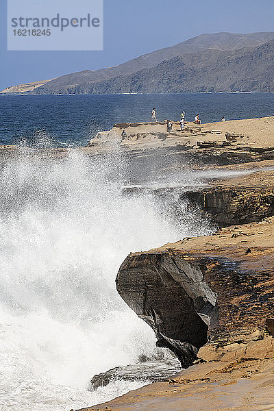 Spanien  Kanarische Inseln  Fuerteventura  Istmo de la Pared  Blick auf den Strand von Barlovento
