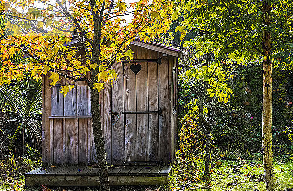 Frankreich  Gironde  Hütte in einem Garten im Herbst