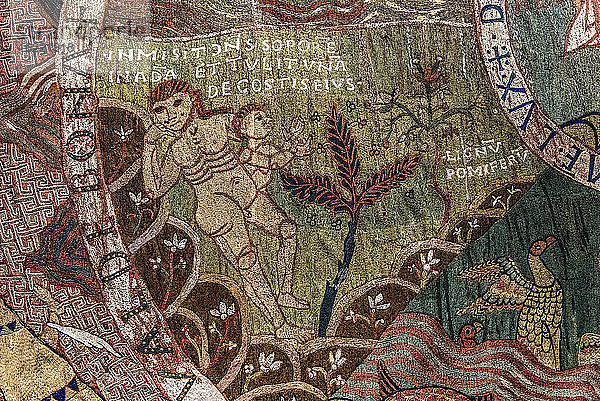 Spanien  Katalonien  Girona  Kathedrale der Heiligen Maria  Kapitularmuseum  Wandteppich der Schöpfung  Die Erschaffung Evas (11. Jahrhundert)
