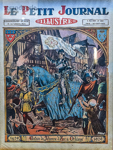 Frankreich  Centre-Val de Loire  Indre-et-Loire  Museum in der Festung von Chinon  Stich der kleinen illustrierten Zeitung von 1929  die den Einzug von Jeanne d'Arc in Orleans darstellt