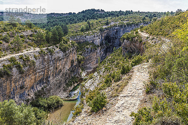 Schmerz  autonome Gemeinschaft von Aragon  Naturpark Sierra y CaÃ±ones de Guara  Schlucht des Vero-Flusses (UNESCO-Welterbe fÃ?r die Felskunst)