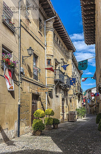 Spanien  Rioja  Mittelalterliche Tage von Briones (Festival von nationalem touristischem Interesse)  von Palästen gesäumte Straße (Jakobsweg)
