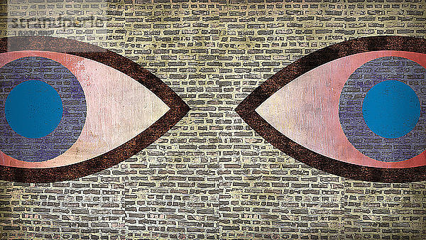Große Augen in der Backsteinmauer