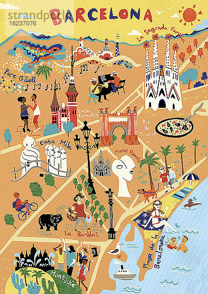Illustrierte Karte von Barcelona