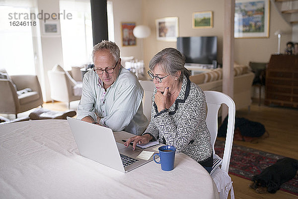 Älteres Paar benutzt Laptop