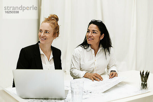 Lächelnde Frauen bei einem Geschäftstreffen