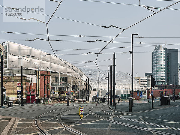 Verlassene Straßen im Stadtzentrum von Manchester während der Abriegelungsphase im Zuge der Coronavirus-Pandemie.