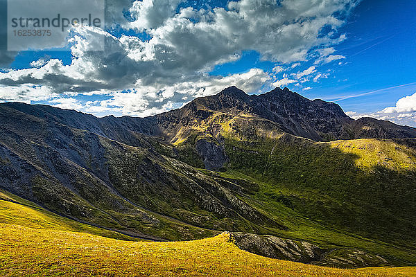 Pioneer Peaks  vom Pioneer Ridge Trail aus gesehen  Chugach State Park  Süd-Zentral-Alaska im Sommer; Palmer  Alaska  Vereinigte Staaten von Amerika