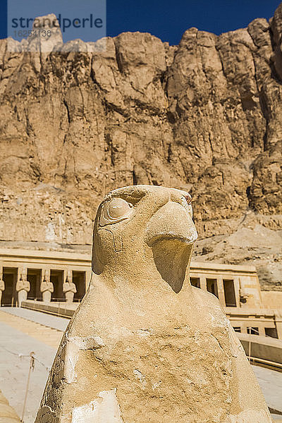 Falkenskulptur  Leichentempel der Hatschepsut (Deir el-Bahri)  UNESCO-Weltkulturerbe; Luxor  Ägypten