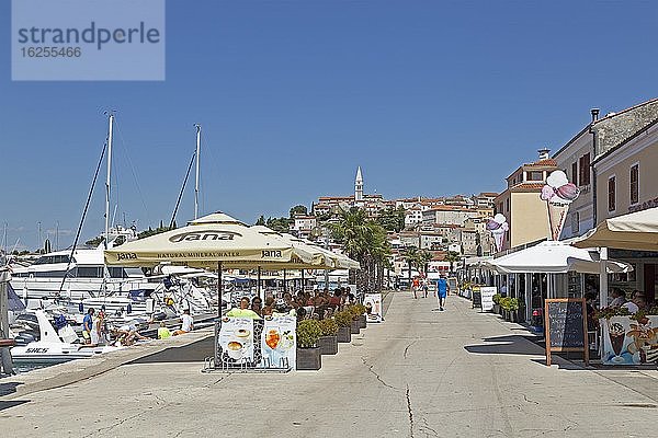 Restaurants im Hafen  Vrsar  Istrien  Kroatien  Europa
