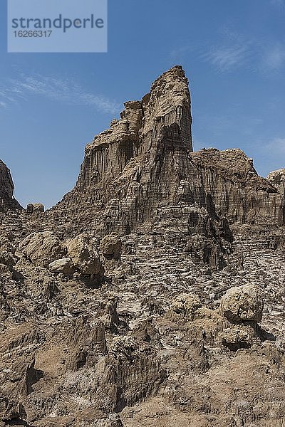 Sandsteinformationen mit Salzablagerungen  Dallol  Danakil-Depression  Region Afar  Äthiopien  Afrika