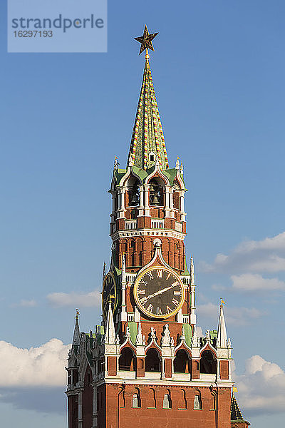 Russland  Moskau  Detail des Spasskaya-Turms