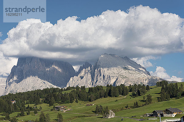 Italien  Südtirol  Seiseralm  Plattkofel und Langkofel