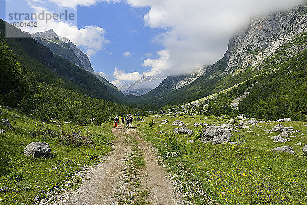 Montenegro  Gruppe von Wanderern im Ropojana-Tal