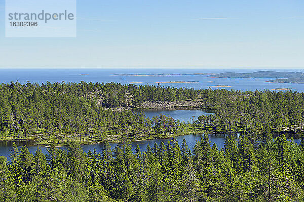 Schweden  Oernskoeldsvik  Skuleskogen National Park mit Seen und Ostsee