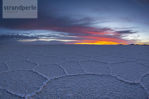 Südamerika  Bolivien  Atacama  Altiplano  Salar de Uyuni bei Sonnenuntergang