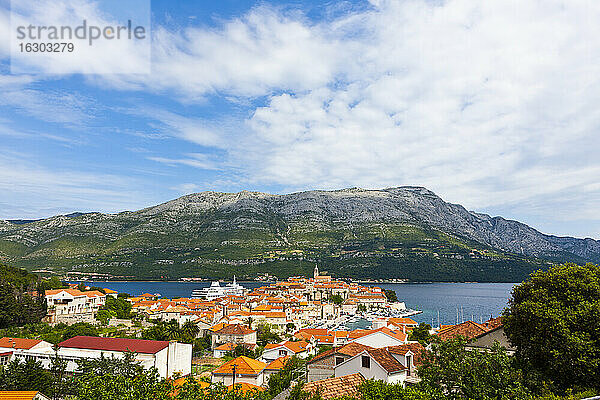 Kroatien  Dalmatien  Blick auf Korcula