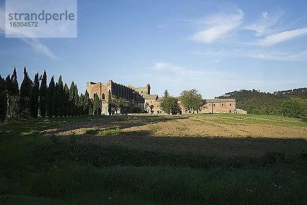 Italien  Toskana  Blick auf Abbazia San Galgano