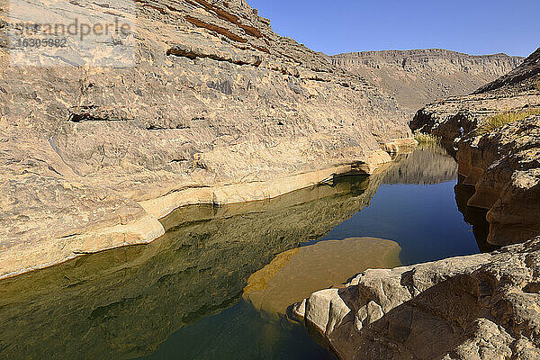 Algerien  Tassili N'Ajjer National Park  Iherir  Wasser in einem Guelta in der Idaran-Schlucht