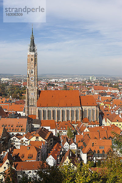 Deutschland  Bayern  Landshut  Stadtbild mit St. Martinskirche