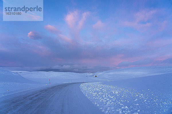 Leere Straße zum Nordkap  Finnmark  Norwegen