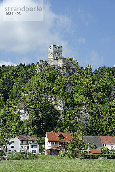 Deutschland  Bayern  Wellheim  Blick auf die Burg Wellheim