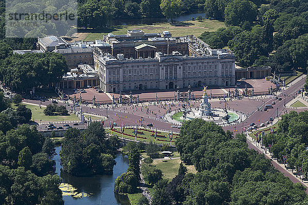 Eine Luftaufnahme des Buckingham Palace  London  England  Vereinigtes Königreich  Europa