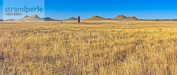 Die sanften Hügel und das goldene Gramma-Gras des Chino-Tals entlang der East Perkinsville Road  östlich der State Route 89  Arizona  Vereinigte Staaten von Amerika  Nordamerika