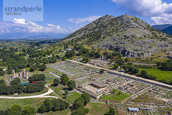 Luftaufnahme durch Drohne von Philippi  UNESCO-Weltkulturerbe  Mazedonien  Griechenland  Europa