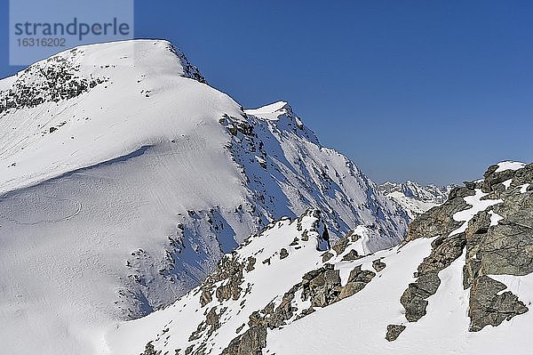 Schneebedeckter Piz Corvatsch  Silvaplana  Oberengadin  Kanton Graubünden  Schweiz  Europa