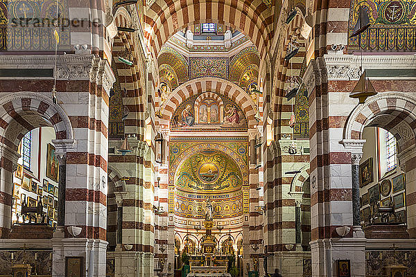 Inneres der Kirche Notre Dame de la Garde  Marseille  Bouches du Rhone  Provence  Frankreich  Europa