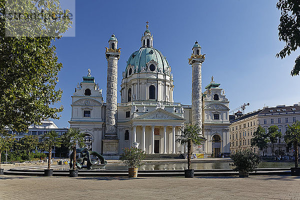 Österreich  Wien  Blick auf St. Karl Borromäus