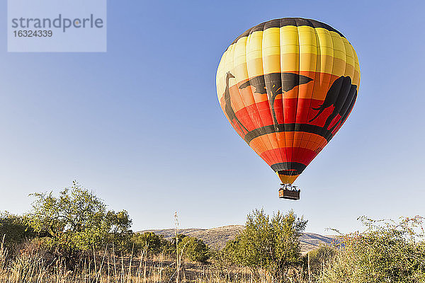 Südafrika  Nordwesten  Bojanala Platinum  Heißluftballon im Pilanesberg Wildreservat