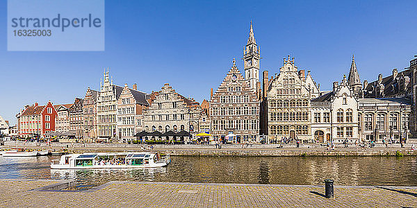 Belgien  Gent  Altstadt  historische Häuser am Fluss Leie