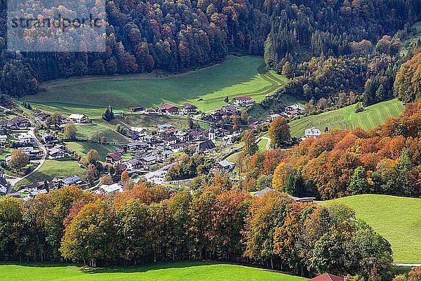 Ortsüberblick  Ramsau  Berchtesgadener Alpen  Berchtesgadener Land  Oberbayern  Bayern  Deutschland  Europa