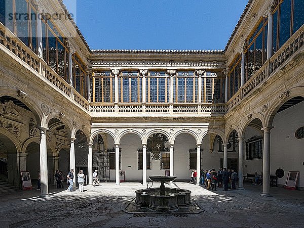 Innenhof mit Brunnen  Patio Principal  Gerichtsgebäude  Tribunal Superior de Justicia de Andalucia  Granada  Andalusien  Spanien  Europa