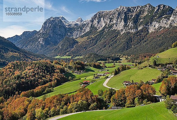 Ortsüberblick mit Reiteralpe  Ramsau  Berchtesgadener Alpen  Berchtesgadener Land  Oberbayern  Bayern  Deutschland  Europa