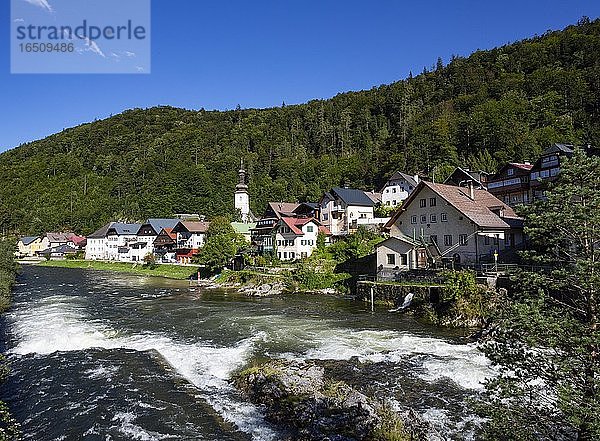 Stromschnellen der Traun bei Lauffen  Lauffen am Fluss Traun  Salzkammergut  Oberösterreich  Österreich  Europa