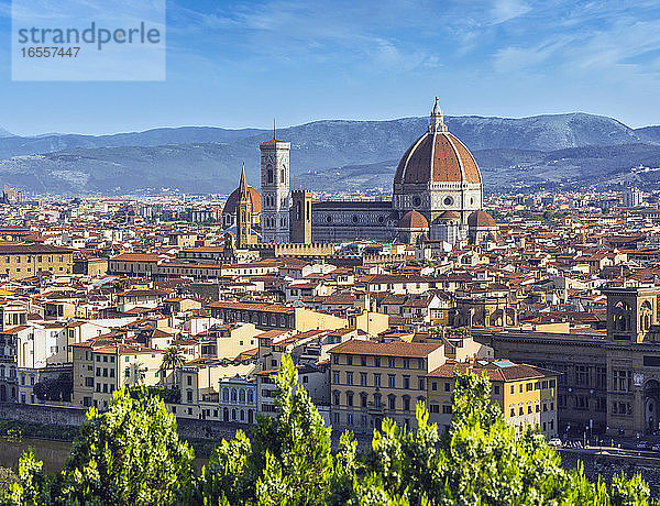 Gesamtansicht des Duomo  der Kathedrale. Florenz  Toskana  Italien. Das historische Zentrum von Florenz gehört zum UNESCO-Weltkulturerbe