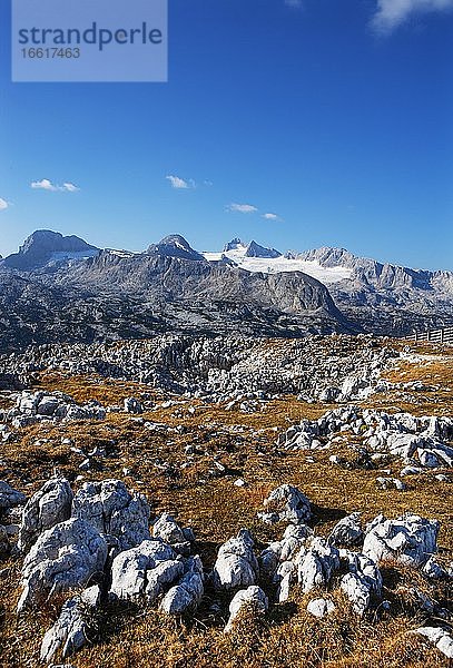 Blick zum Hohen Dachstein  Dachsteinmassiv  Obertraun  Salzkammergut  Oberösterreich  Österreich  Europa