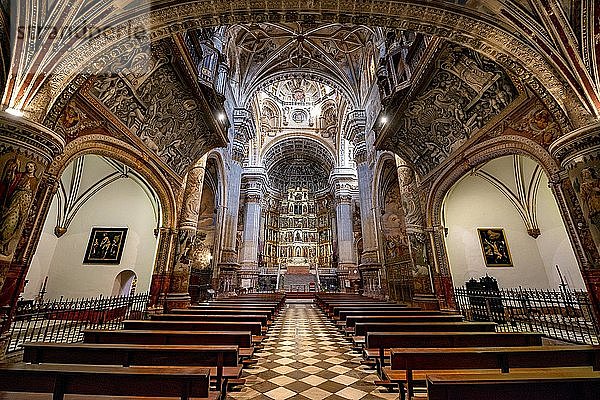 Innenraum  mit Ornamenten verzierte Decke  Renaissance Kirche und Kloster  Monasterio de San Jerónimo  Granada  Andalusien  Spanien  Europa