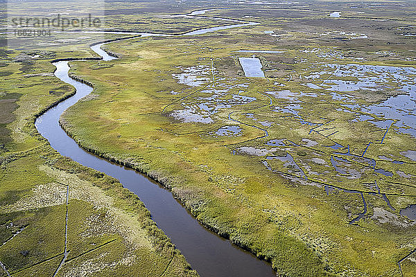 USA  Maryland  Drohnenansicht der Sümpfe entlang des Nanticoke River an der Ostküste